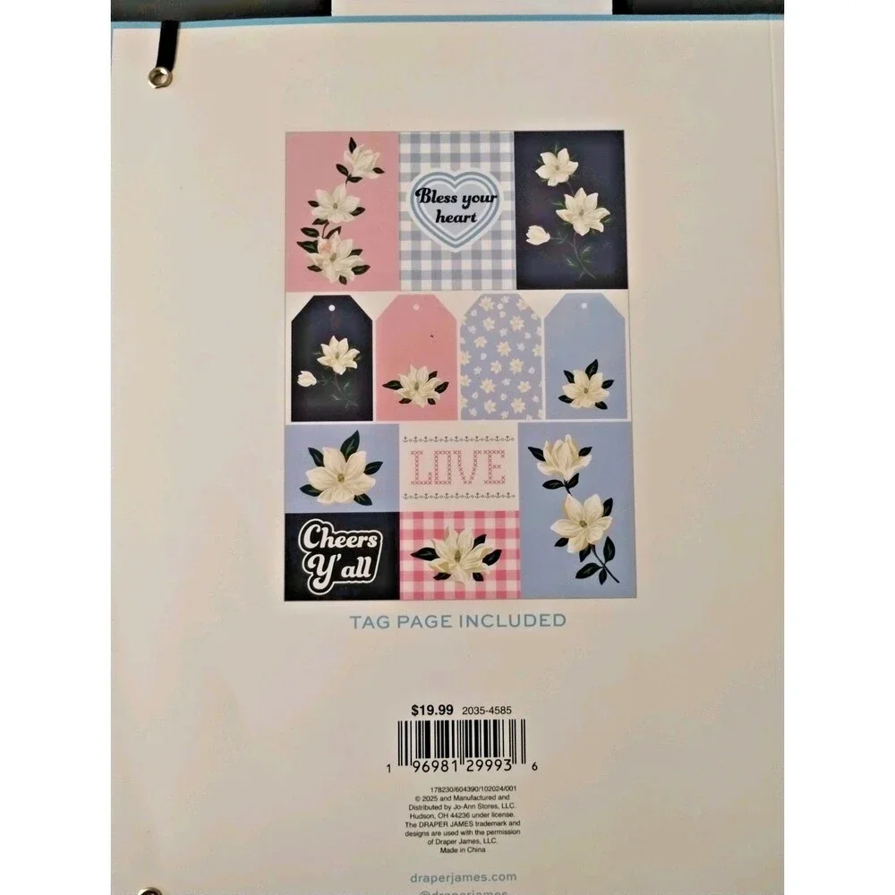 Draper James Wrapping Paper Book Floral Plaid 12 sheets 19